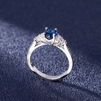 Diamant-aquamarin-ring Europäischer Und Amerikanischer 4-krappen-zirkon-blau-kristallring main image 5