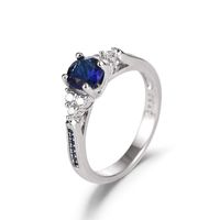 Diamant-aquamarin-ring Europäischer Und Amerikanischer 4-krappen-zirkon-blau-kristallring main image 1