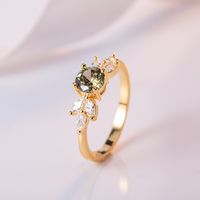 European And American Diamond-set Zircon Emerald Gold Color Ring Jewelry main image 3