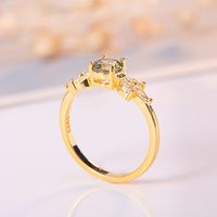 European And American Diamond-set Zircon Emerald Gold Color Ring Jewelry main image 4