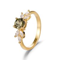 European And American Diamond-set Zircon Emerald Gold Color Ring Jewelry main image 1