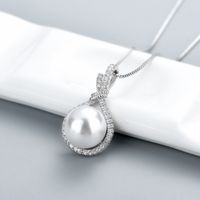 Korean Version Inlaid Full Diamond Zircon Pearl Pendant Imitation Natural Pearl Necklace Fashion Jewelry main image 1