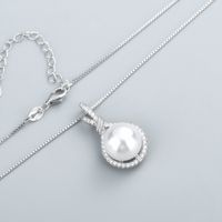 Korean Version Inlaid Full Diamond Zircon Pearl Pendant Imitation Natural Pearl Necklace Fashion Jewelry main image 5