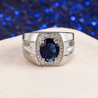 Blue Crystal European And American Zircon Aquamarine Ring Fashion Wholesale main image 3