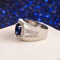 Blue Crystal European And American Zircon Aquamarine Ring Fashion Wholesale main image 4