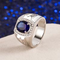 Blue Crystal European And American Zircon Aquamarine Ring Fashion Wholesale main image 5
