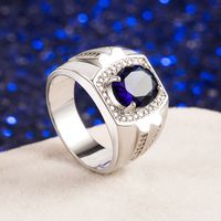 Blue Crystal European And American Zircon Aquamarine Ring Fashion Wholesale main image 6