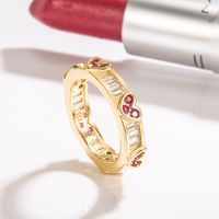 Diamond Red Corundum Heart Ring Europe And America Gold Rose Love Heart Ring Jewelry main image 4