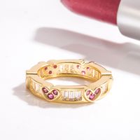 Diamond Red Corundum Heart Ring Europe And America Gold Rose Love Heart Ring Jewelry main image 5