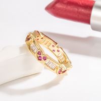 Diamond Red Corundum Heart Ring Europe And America Gold Rose Love Heart Ring Jewelry main image 6