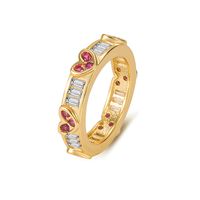 Diamond Red Corundum Heart Ring Europe And America Gold Rose Love Heart Ring Jewelry main image 1