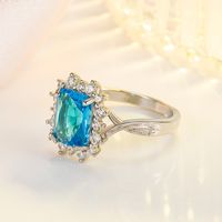Brushed Blue Zircon Fashion Jewelry Inlaid Full Diamond Blue Crystal Ring main image 3