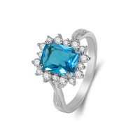 Bague En Cristal Bleu Avec Diamants Incrustés De Bijoux De Mode En Zircon Bleu Brossé main image 6