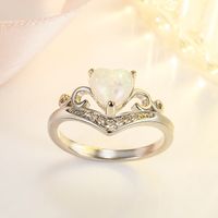 Heart-shaped Opal European And American Fashion Zircon Heart Ring Simple Jewelry main image 1