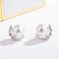 Korean Version Pearl Earrings Diamond Zircon Pearl Earrings Temperament Earrings Simple Fashion Jewelry main image 1