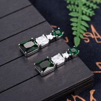 Fashion Diamond-encrusted Zircon Emerald Copper Earrings Jewelry main image 1