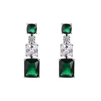 Fashion Diamond-encrusted Zircon Emerald Copper Earrings Jewelry main image 6