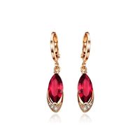 Korean Rose Crystal Long Earrings Female Ruby Diamond Long Copper Earrings main image 3