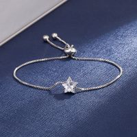 Korean Style Diamond-studded Five-pointed Star Copper Bracelet Wholesale main image 2