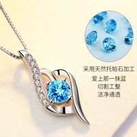 Versión Coreana Colgante De Cristal Azul Simple Moda Diamante Cristal Cadena De Clavícula Joyería Al Por Mayor main image 4