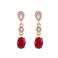 Korean Diamond Rose Ruby Long Copper Earrings Wholesale main image 6