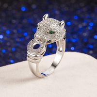 Leopard Head Ring Temperament European And American Emerald Zircon Ring Jewelry main image 3