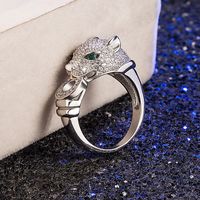 Leopard Head Ring Temperament European And American Emerald Zircon Ring Jewelry main image 6