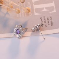 Fashion Temperament Full Diamond Zircon Snowflake Stud Earrings Flower Purple Diamond Stud Earrings Jewelry main image 4