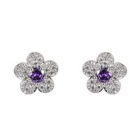 Fashion Temperament Full Diamond Zircon Snowflake Stud Earrings Flower Purple Diamond Stud Earrings Jewelry main image 6