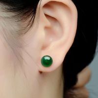Korean Style Fashion Natural Green Chalcedony Earrings Crystal Earrings Jewelry Wholesale main image 5
