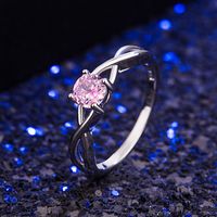 Zircon Pink Diamond European And American Purple Ring Index Finger Ring Simple Fashion Jewelry main image 3