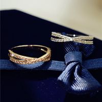 South Korea Micro-inlaid Flashing Diamond Cross 18k Rose Gold Index Finger Ring Tail Ring Jewelry main image 4