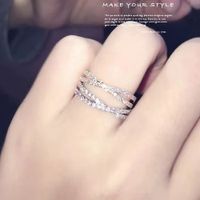 South Korea Micro-inlaid Flashing Diamond Cross 18k Rose Gold Index Finger Ring Tail Ring Jewelry main image 2