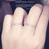 South Korea Micro-inlaid Flashing Diamond Cross 18k Rose Gold Index Finger Ring Tail Ring Jewelry main image 1