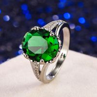 European And American Cross-border Emerald Emerald Fashion Diamond Simple Plating Ring main image 3