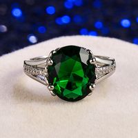 European And American Cross-border Emerald Emerald Fashion Diamond Simple Plating Ring main image 4