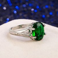 European And American Cross-border Emerald Emerald Fashion Diamond Simple Plating Ring main image 5