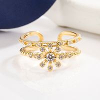 Simple Ring Sweet Flower Micro-inlaid Zircon Ring Sun Flower Open Ring main image 4