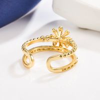 Simple Ring Sweet Flower Micro-inlaid Zircon Ring Sun Flower Open Ring main image 6