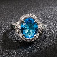 Blue Zircon European And American Diamond Butterfly Sapphire Ring Fashion Jewelry main image 4