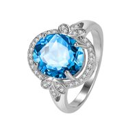Blue Zircon European And American Diamond Butterfly Sapphire Ring Fashion Jewelry main image 1