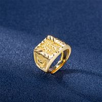 Sand Gold Domineering Fortune Ring Copper Plated Gold Open Ring Jewelry main image 3