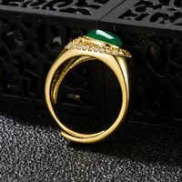 Retro Ethnic Green Agate Oval Green Chalcedony Ancient Gold Ring Jewelry main image 5