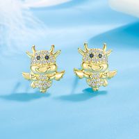 South Korea Personality Calf Earrings Cute Cow Fashion Full Of Diamond Earrings Jewelry main image 1