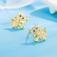 South Korea Personality Calf Earrings Cute Cow Fashion Full Of Diamond Earrings Jewelry main image 3