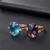 Blue Crystal European And American Rose Diamond Amethyst Gem Ring Fashion Jewelry main image 4