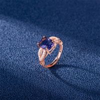 European And American Simple Micro-inlaid Zircon Rose Gold Amethyst Open Ring main image 1
