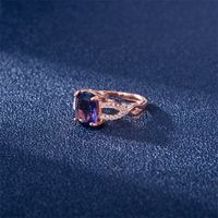 European And American Simple Micro-inlaid Zircon Rose Gold Amethyst Open Ring main image 3