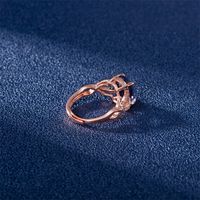 European And American Simple Micro-inlaid Zircon Rose Gold Amethyst Open Ring main image 4