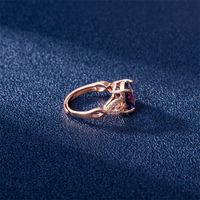 European And American Simple Micro-inlaid Zircon Rose Gold Amethyst Open Ring main image 5